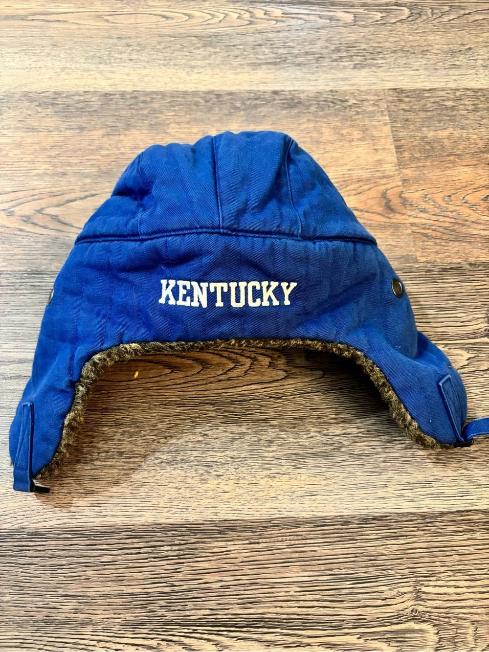 Kentucky UK Branded unisex  Blue Trapper Hat with Faux Fur Lining
